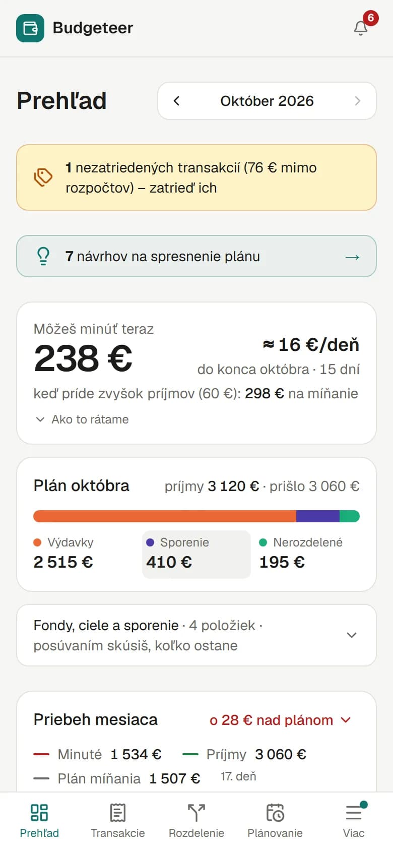 Prehľad v mobile
